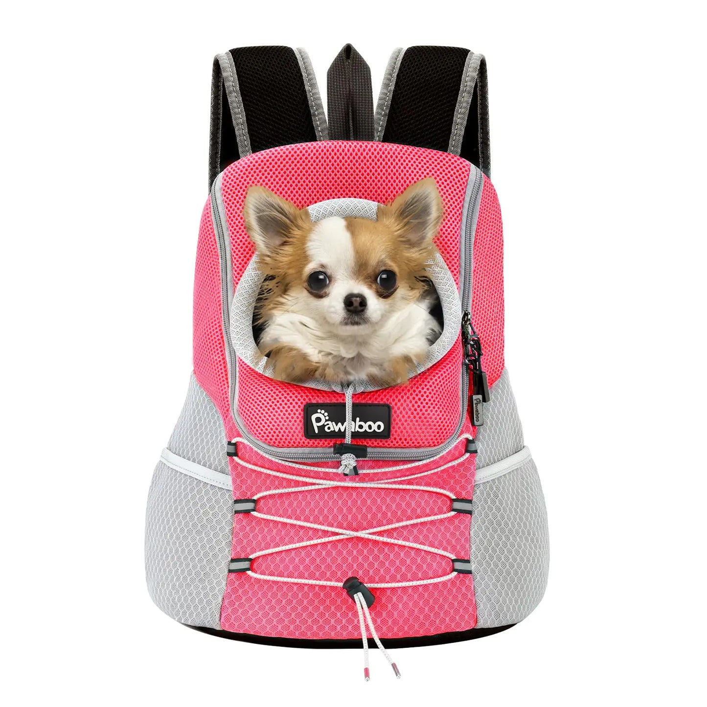 Pawaboo Pet Dog Carrier Backpack Puppy Dog Travel Front Carrier for Small Medium Dogs Cats Adjustable Breathable Dog Carrying Backpack with Safety Strips for Hiking Walking (Pink M Up to 10 lbs)